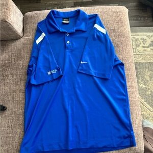 Nike Men's Bright Blue Polo with White Shoulder Accents